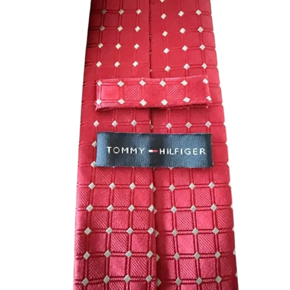 Tommy Hilfiger Silk Necktie Lot of 2 Red & Blue Patterned Ties - Picture 5 of 5